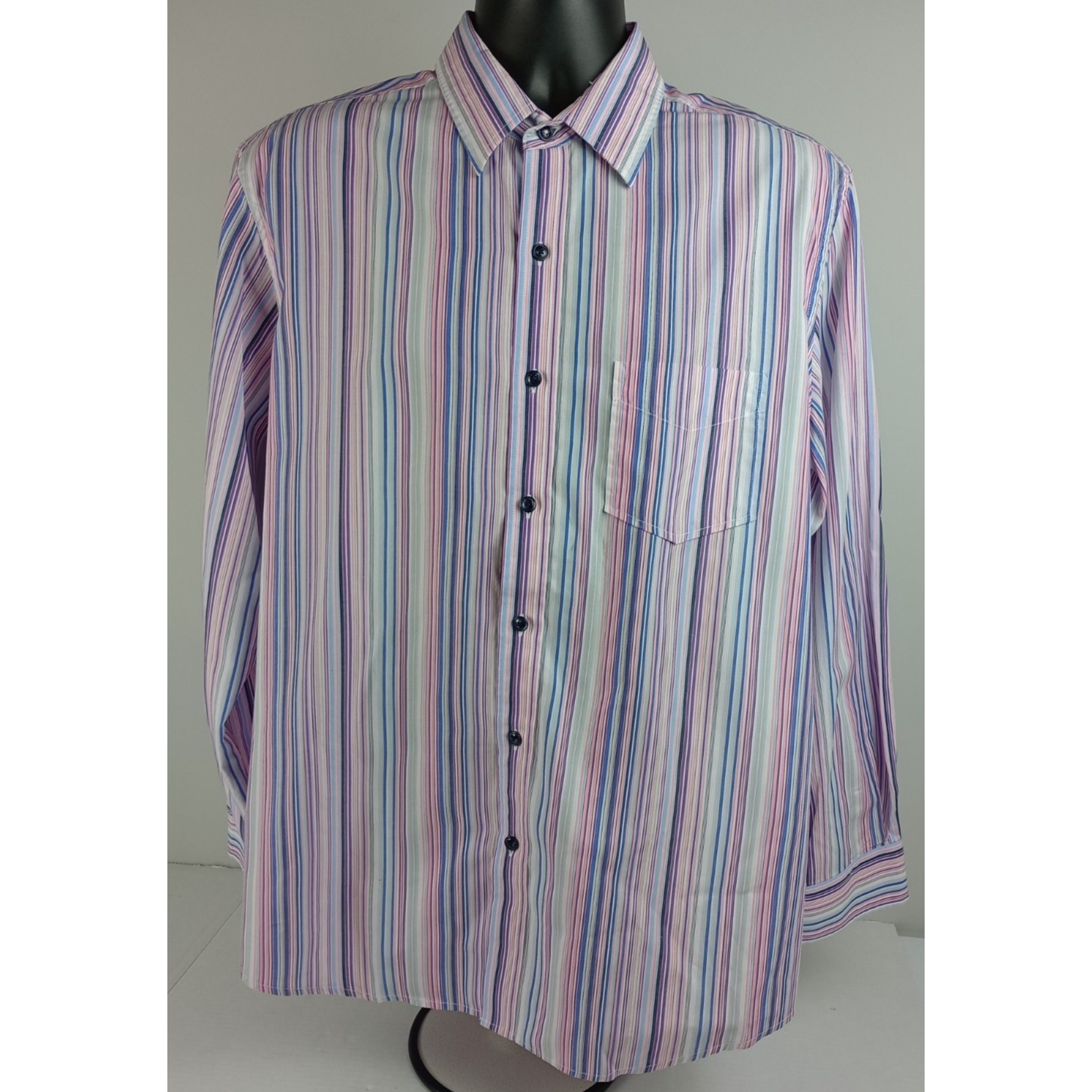 Tasso Elba Men's L Pastel Striped Long Sleeve Button Up Dress Shirt
